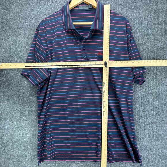 G/FORE Golf Polo Shirt Mens Extra Large Blue Performance Striped Sea Island - Picture 9 of 12